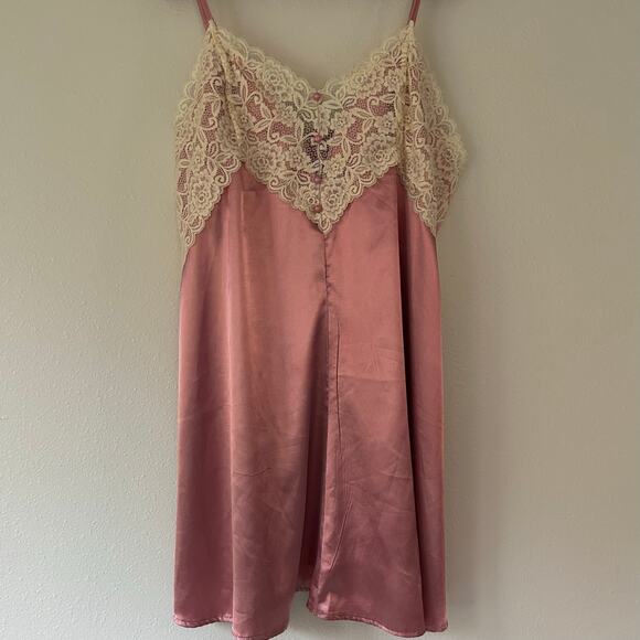 Vintage slip dress lace and satin silky adjustable mini cami langerie coquette - Picture 2 of 11